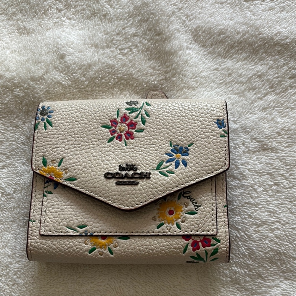 Coach Cream Wallet with Floral Design